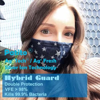 Patito - Hybrid Guard銀離子可耐洗抗菌雙層口罩-星星牛仔(VFE>98%) (HG5003)