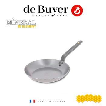 法國畢耶 - [法國製造] de Buyer Mineral B 原礦蜂蠟系列 - 24cm 傳統柄平底鐵鍋