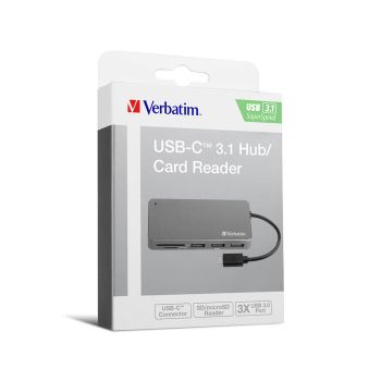 Verbatim 威寶 - USB-C™ 3.1 Hub & 讀卡器 - 灰色