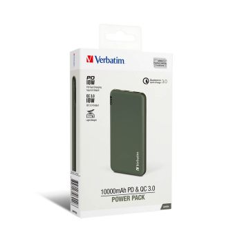 Verbatim 威寶 - Metallic 10000mAh 18W PD + QC3.0 行動電源 - 綠色