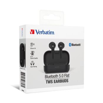 Verbatim 威寶 - 藍牙5.0平耳式真無線耳機 - 黑色