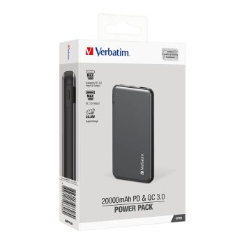 Verbatim 威寶 - 10000mAh 18W PD & QC 3.0 行動電源 - 灰色