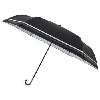 estaa - 日本直送 - Beauty Shield 晴雨兼用 防UV 遮光 遮熱 日傘 折傘 短傘 - 三色條紋 - 黑色