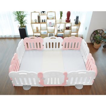 Caraz - 9+1 寶寶屋地墊套裝 (附有面板固定扣) - 粉紅色 + 白色