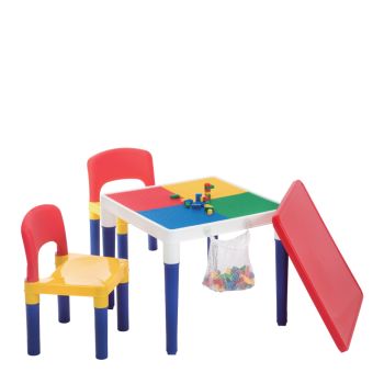 Baby Star x Delsun - 2 合 1積木桌椅組 - 繽紛彩虹