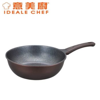 意美廚 - Plus 30CM 鋼化鑄鋁大理石紋系列 易潔單柄深煎鍋- 棕色