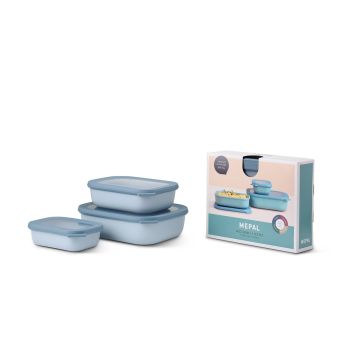 MEPAL - Cirqula 多用途 食物盒 3件套裝 (500+1000+2000ml) (粉藍色)