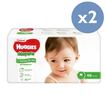 Huggies - [優惠孖裝] Diamond親膚紙尿片 中碼 (6-11kg) 48片裝
