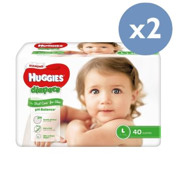 Huggies - [優惠孖裝] Diamond親膚紙尿片 大碼 (9-14kg) 40片裝