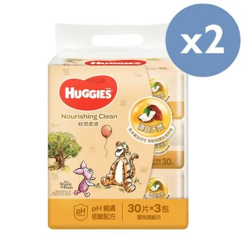 Huggies - [優惠孖裝] 輕潤柔膚嬰兒濕紙巾 (30片x3包裝)