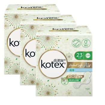 Kotex - [3件優惠裝] 草本極緻綿柔AIR極薄日用23CM 15片