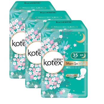 Kotex - [3件優惠裝] Blossom Spa白茶花纖巧超長夜用35CM 8片