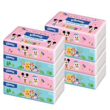 Kleenex - [優惠孖裝] 迪士尼世界軟包面紙4包裝 (台灣製造,無香味,柔軟耐用,不添加螢光劑,抽取式袋裝面紙,家居必備)