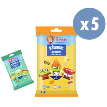 Kleenex - [5件優惠裝]三眼仔殺菌消毒濕紙巾10片裝 (圖案隨機)