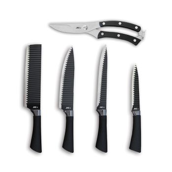 JNC - 不銹鋼廚房刀具及鉸剪套裝 (5件裝) 黑色