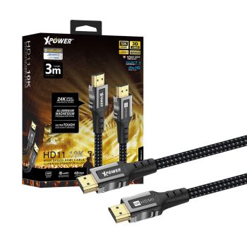 XPower - HD11 10K HDMI 2.1 鋁鎂合金線 (3米) xp-hd11-300-bk