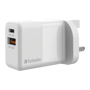 Verbatim - 2 端口 20W PD & QC 3.0 USB 充電器