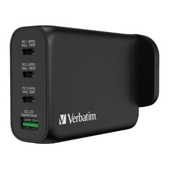 Verbatim - 4 端口 130W PD 3.0 & QC 3.0 GaN USB 充電器