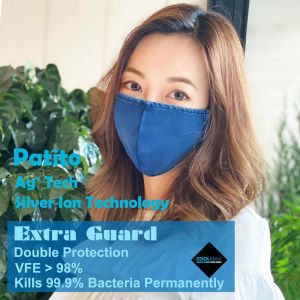 Patito - Extra Guard COOLMAX銀離子可耐洗抗菌雙層口罩-靛藍牛仔(VFE>98%) (EG3021)