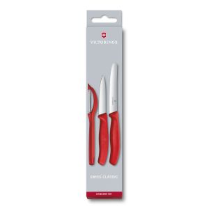 Victorinox - Swiss Classic 削皮刀具組與削皮器3件裝，紅色 (6.7111.31)