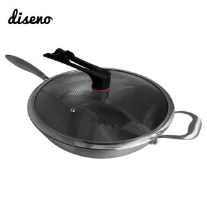 diseno - 32cm蜂窩紋懸浮不鏽鋼中式炒鍋連蓋