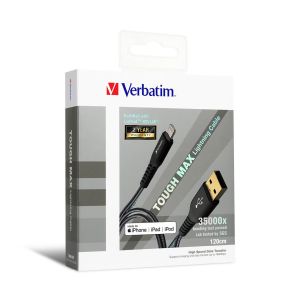 Verbatim 威寶 - Tough Max 120cm Lightning充電傳輸線 - 黑色