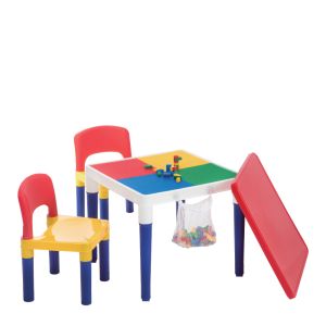 Baby Star x Delsun - 2 合 1積木桌椅組 - 繽紛彩虹