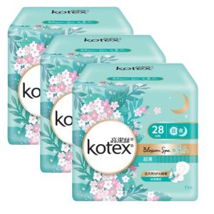 Kotex - [3件優惠裝] Blossom Spa白茶花超薄日/夜用28CM 11片