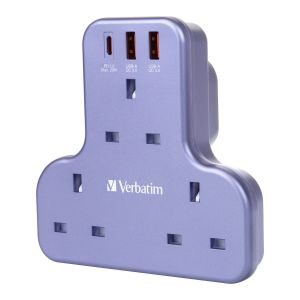 Verbatim - 3位PD & QC 3.0 T型擴充電源插座 (紫色)