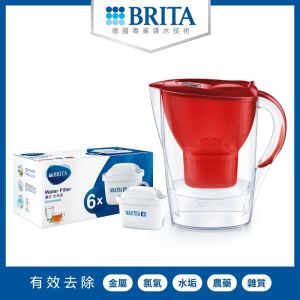 【一壺七芯套裝】Brita 碧然德 - Marella Cool 2.4L 濾水壺 (紅色) + MAXTRA+ 全效濾芯 (六件裝)
